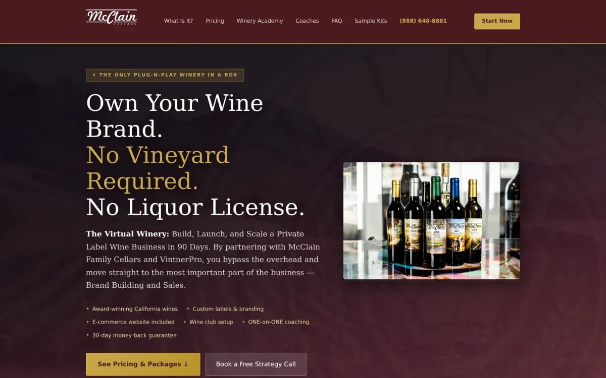 Winery Academy — live site